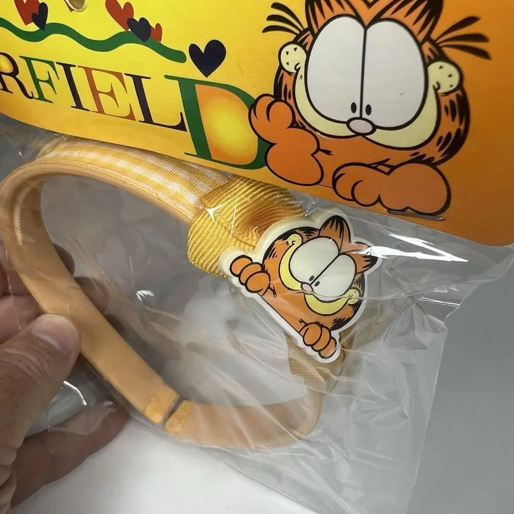 New GARFIELD Vintage Yellow Gingham Headband JIM DAVIS Cat